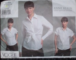2789  VOGUE ANNE KLEIN PIN TUCK/ TIED YOKE SHIRT PATTERN 6-10, 12-16, 18-22